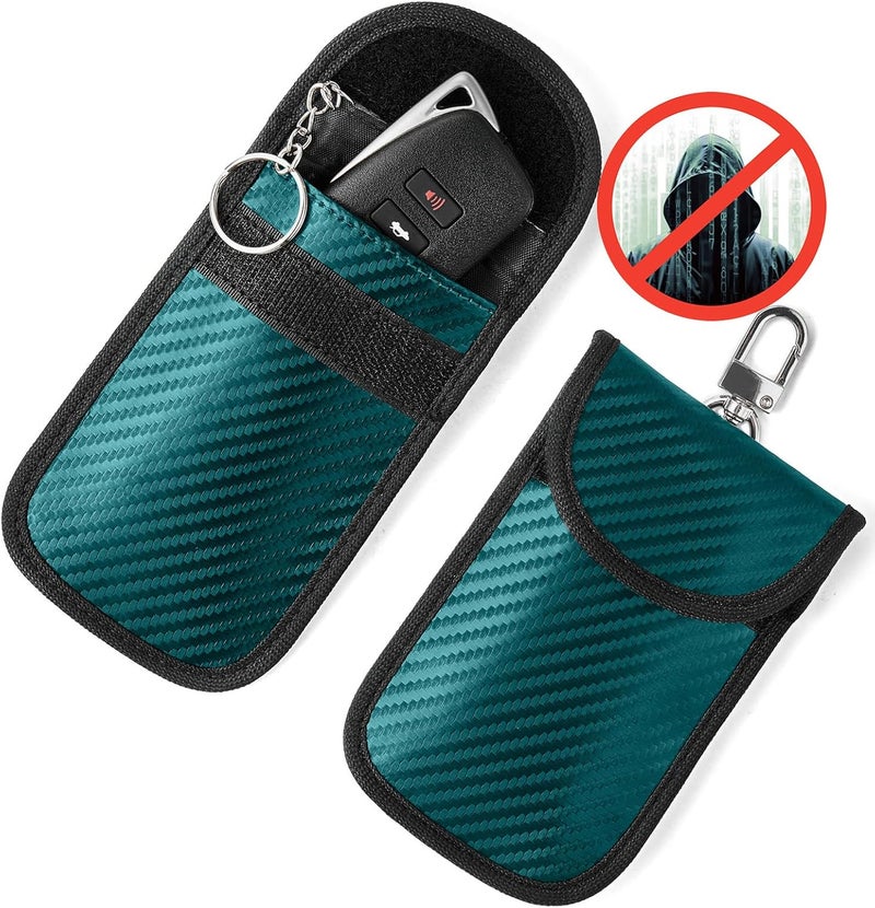 Vammcht Upgraded Faraday Bag for Key Fob (2 Pack), Premium Faraday Key Fob Protector– Car RFID Signal Blocking, Car Security Protection, Anti-Theft Pouch, Anti-Hacking Case Blocker Green - Image 1